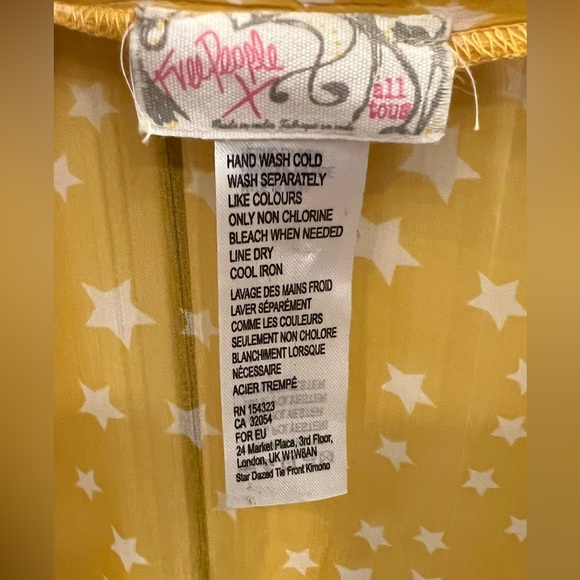 Free people, yellow/gold, long, sleeved, cotton blouse  one size - Picture 3 of 5